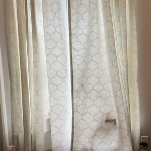 Gray and white,  37x84 inch patterned curtains - 3 Sets